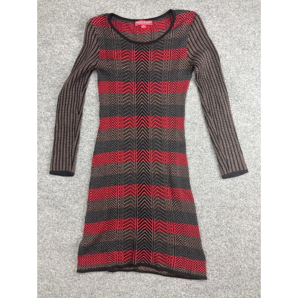 Krimson Klover Sweater Dress Womens Small Red Stripe Long Sleeve Knit Bodycon